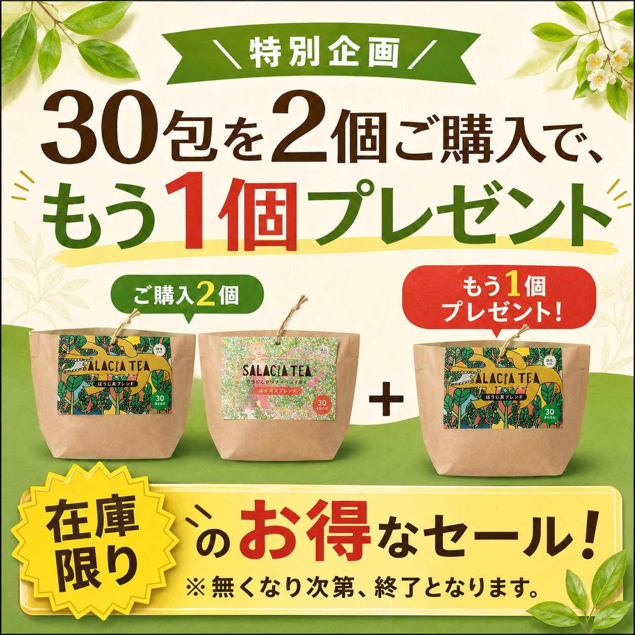 おいしいサラシアティー 30包【旧パッケージ／2個購入で1個プレゼント】